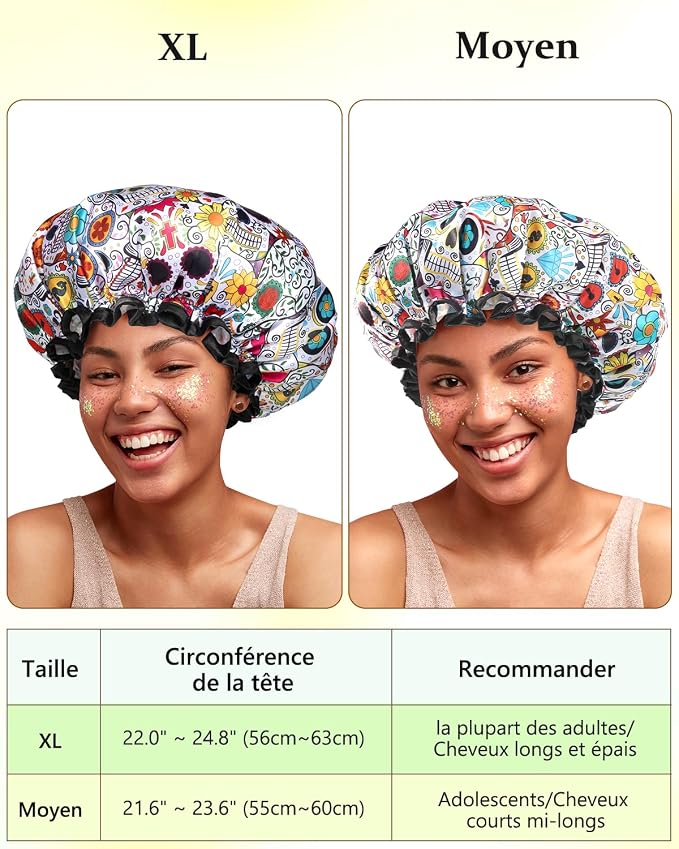 mikimini Shower Cap for Women Reusable Waterproof, Hair Cap for Shower - Image 2