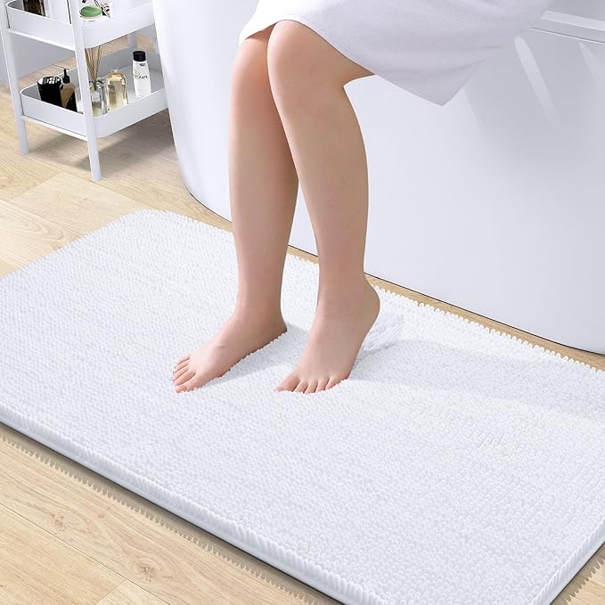 OLANLY Bathroom Rugs 40x24, Extra Soft Absorbent Chenille Bath Rugs, Rubber by OLANLY