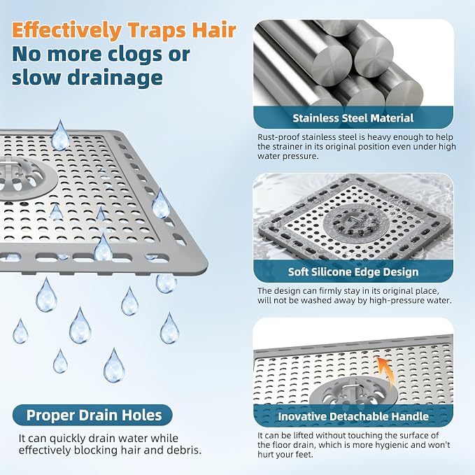 Hibbent 2 Pack Upgraded Shower Drain Hair Catcher, Shower Drain Cover - Image 2