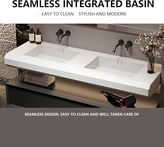 Single Bathroom Vanity with Sink, 44Inch Floating Bathroom Vanities Set - Image 5