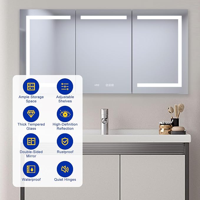 60" x 30" LED Lighted Medicine Cabinet - Image 3