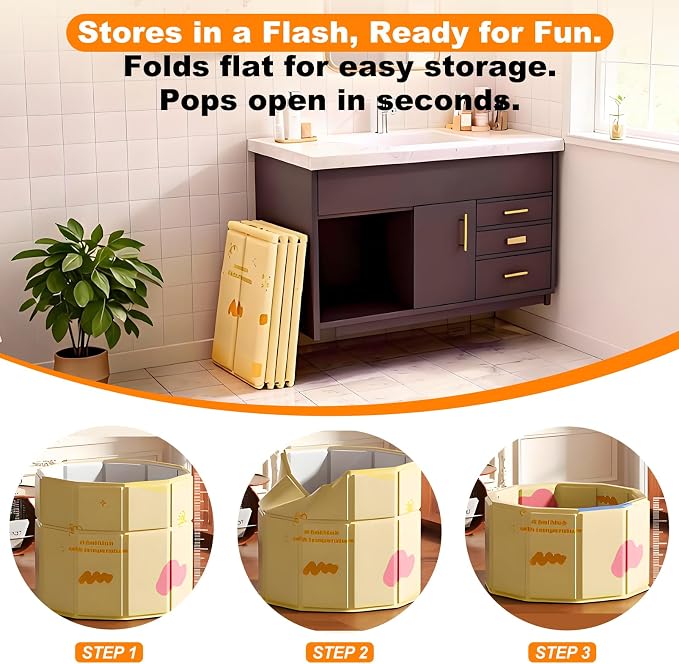 Portable Bathtub for Kids 27.5"x31.5" Collapsible Cold Plunge Bathtub Foldable - Image 4