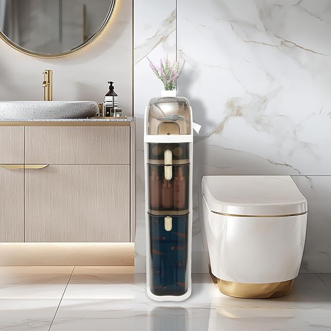 Bathroom Floor Cabinet, Narrow Bathroom Storage Cabinet, Mobile and No - Image 7