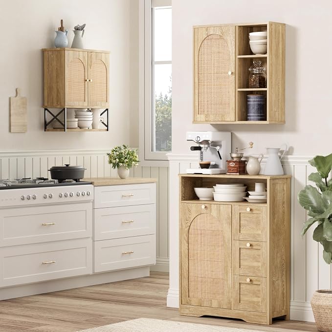 Rattan Bathroom Wall Cabinet, Boho Medicine Wall Cabinet - Image 7