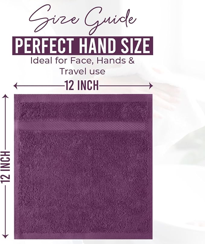 DAN RIVER 12-Pack Premium 100% Cotton Purple Passion Face Towels – Reusable - Image 2