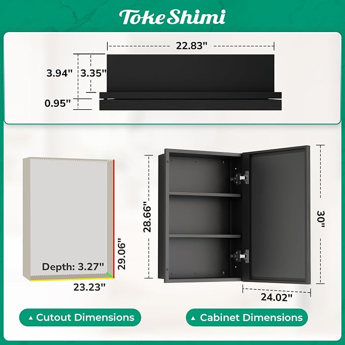 TokeShimi 24x30 Recessed Medicine Cabinet - Image 2