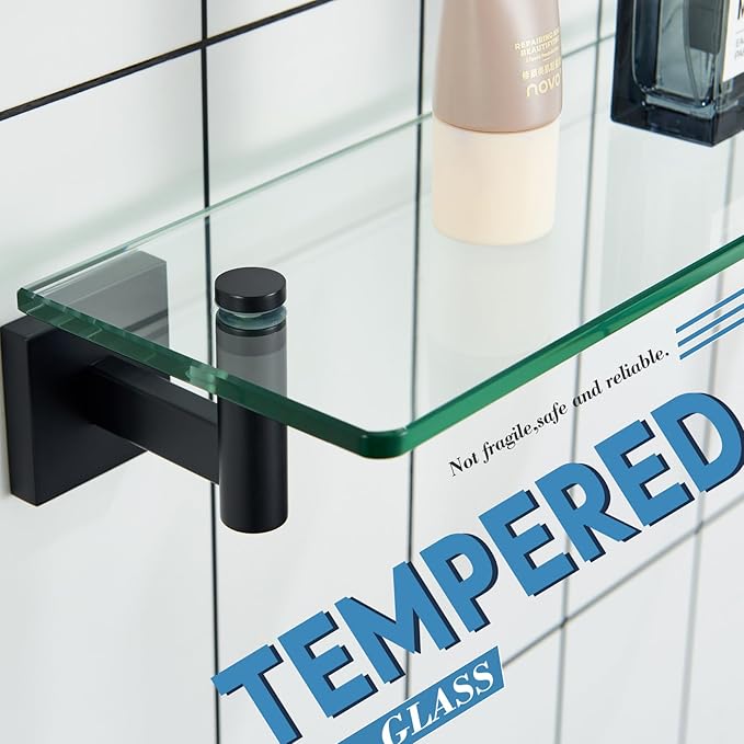 KOKOSIRI Bathroom Shelves Glass Floating Shelf 20-Inch - Image 4