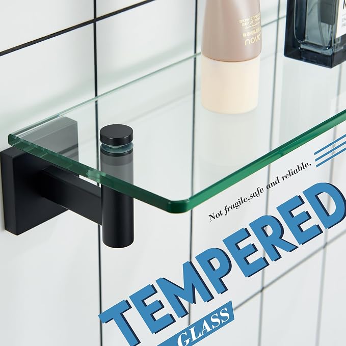 KOKOSIRI Bathroom Shelves Glass Floating Shelf 20-Inch - Image 5