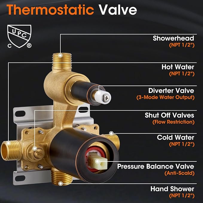 Rainfall Shower System 9 inch Antique Bathroom Luxury Rain Mixer Shower Combo - Image 3