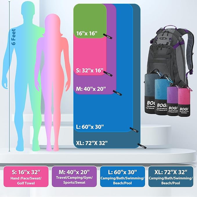 BOGI Microfiber Travel Sports Towel-Quick Dry, Soft Lightweight, Compact - Image 3