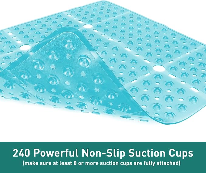 Large Clear Green Square Shower Mat Non Slip 27 x 27 Inches, Square Bath Tub Mat - Image 4