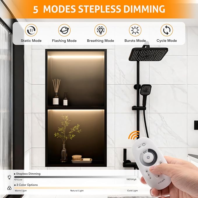 WICHEMI Stainless Steel Shower Niche 12" X 24", No Tile Needed Wall Niche - Image 3