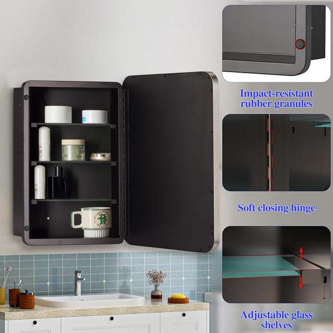 Bathroom Medicine Cabinet, Recessed & Surface Wall Cabinet - Image 5