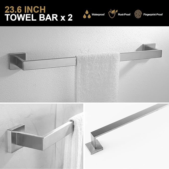 Lava Odoro 5-Piece Bathroom Hardware Accessories Set Brushed Nickel, Bathroom - Image 2