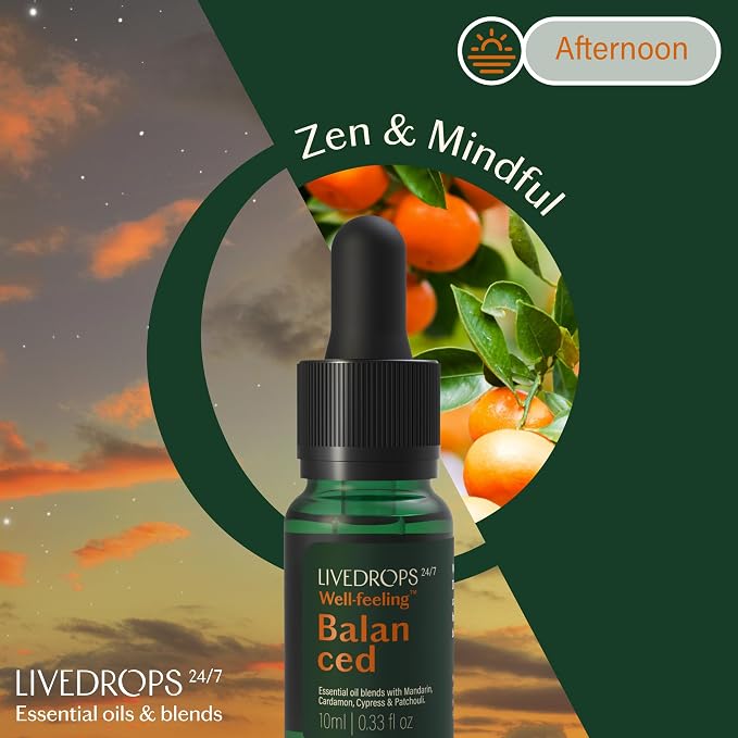 LIVEDROPS 24/7 Balanced Essential Oil Blend Mandarin Cardamom Cypress Patchouli - Image 2