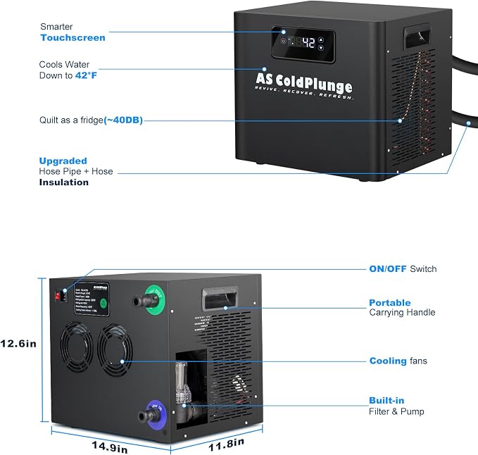 Ice Bath Chiller & Cold Plunge Tub Kit, 1/3HP Cold Plunge Chiller - Image 3