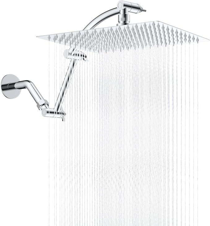 Hibbent All Metal cUPC Certified Rain Shower Head, Solid Brass Adjustable by Hibbent