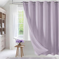 MitoVilla No Hooks Needed Purple Waffle Shower Curtain Liner Set, Modern Waffle by MitoVilla