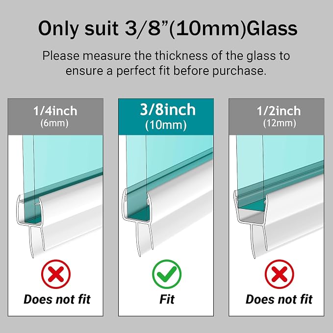 Shower Door Seal, Ultra Clear Frameless Shower Doors Strip, Stop Shower Leaks - Image 4