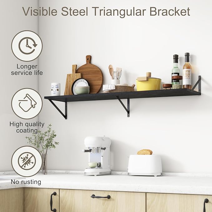 12 Inch Deep Floating Shelves, Deep Wall Shelves Bracket Set of 2, Large - Image 5