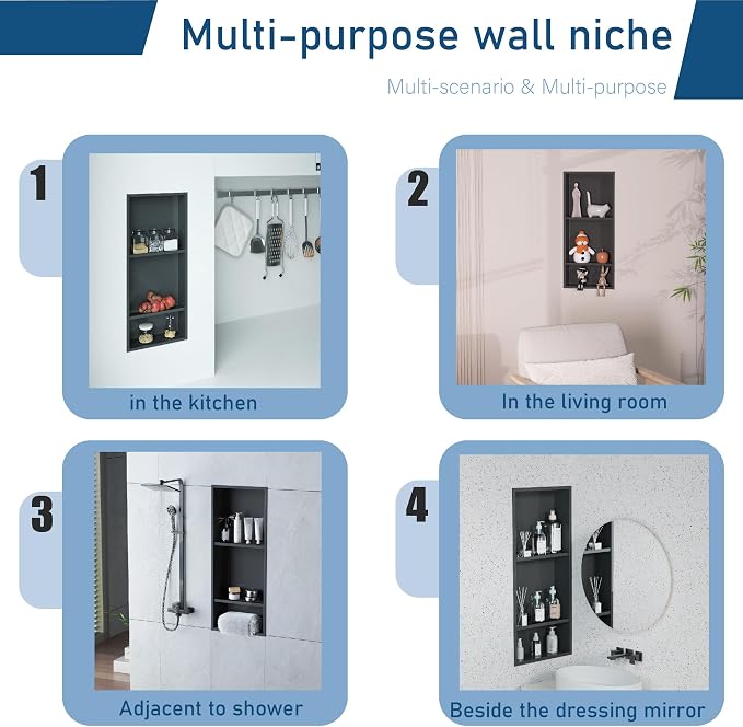 Stainless Steel Niche for Shower Wall，Shower Niche Insert Tile Ready ，Organizer - Image 4
