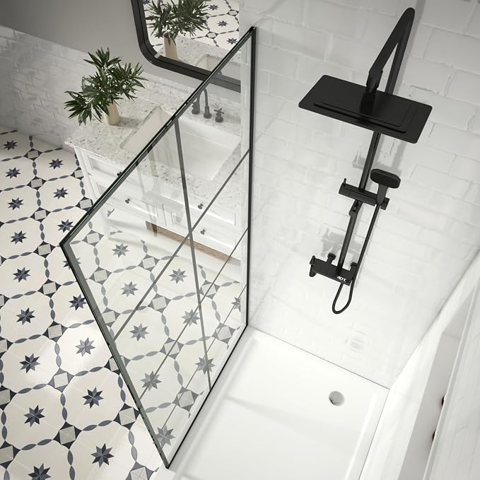 30" W x 76" H Frameless Shower Screen, Fixed Glass Panel - Image 5