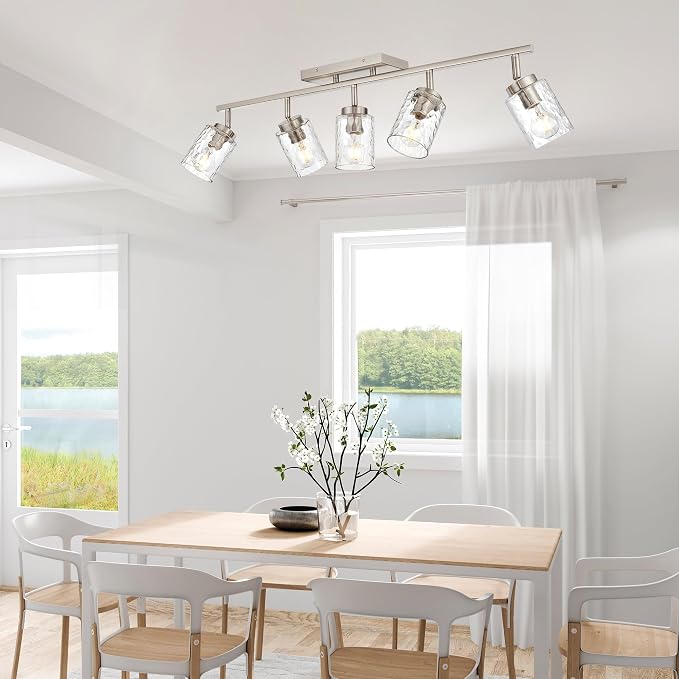 5-Light Industrial Bathroom Vanity Lights, Brushed Nickel Track Lighting Wall - Image 2