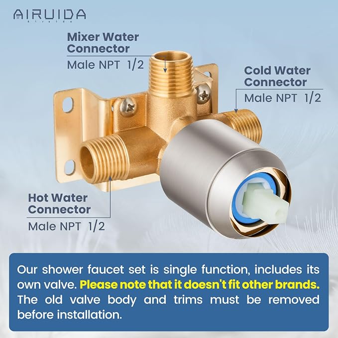 Airuida Shower Faucet Set Bathroom Rain Shower System SUS304 Stainless Steel - Image 2