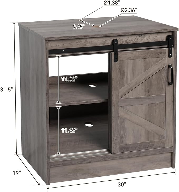 30" Barn Door Bathroom Vanity, Farmhouse Style Standing Pedestal Cabinet - Image 3