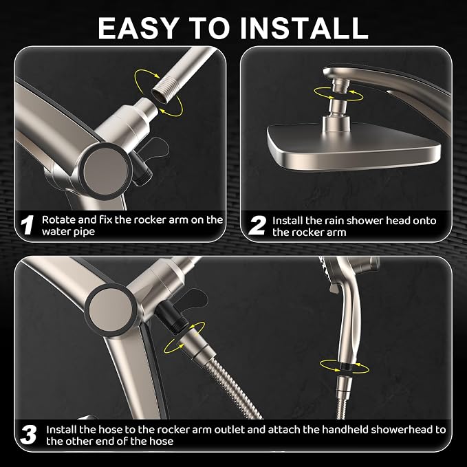 Rain Shower Head with Handheld High Pressure rainfall Shower Heads with - Image 8