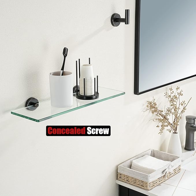 JQK Bathroom Glass Shelf Oil Rubbed Bronze, Tempered Glass Shower Storage 14 by - Image 5