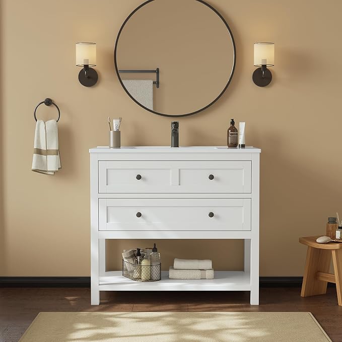 36 Inch Bathroom Vanity with Sink, Modern Bathroom Single Sink Vanity, Storage - Image 8