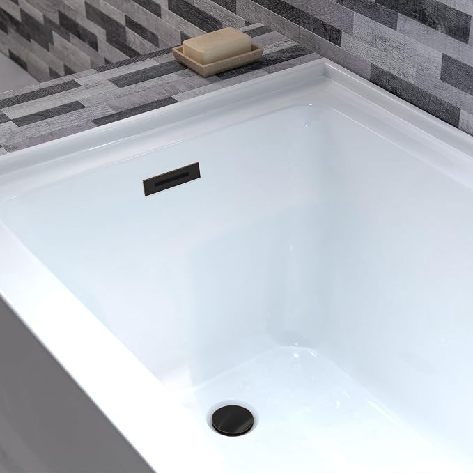 WOODBRIDGE 60" Acrylic Rectangular Alcove Soaking Bathtub in White - Image 6
