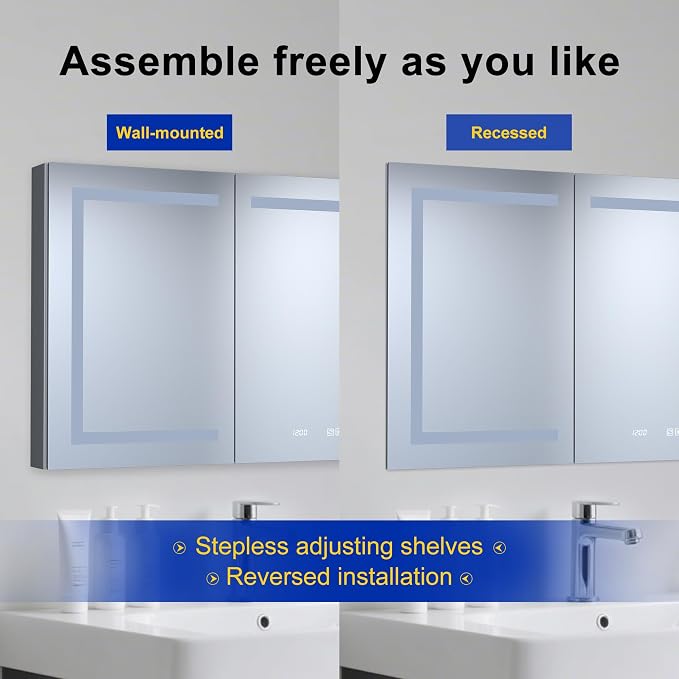 60" x 30" LED Lighted Medicine Cabinet - Image 6