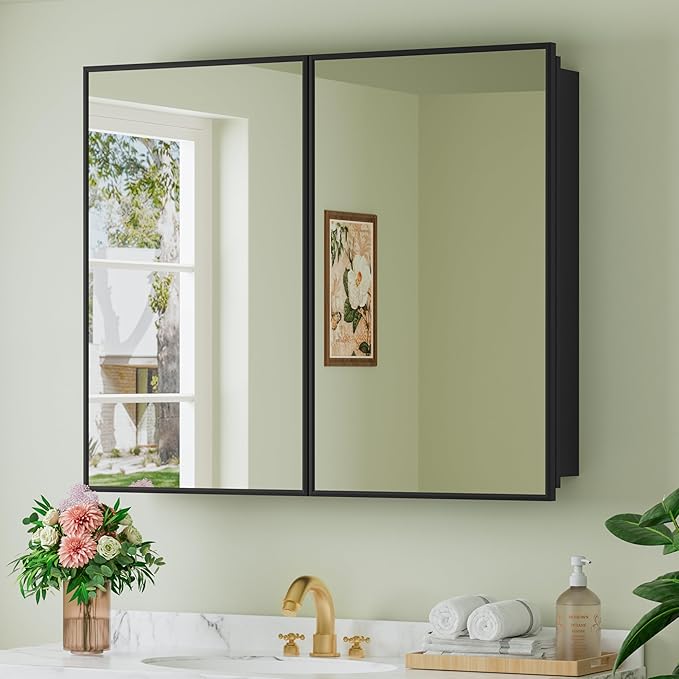 Buruis 36" x 30" Framed Medicine Cabinet by KeepYourBathroomKitchenandHomeOrganized