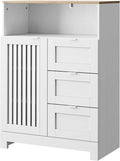 Bathroom Storage Cabinet with 3 Drawers, Floor Cabinet with Louvered Door by SmartFENDEE