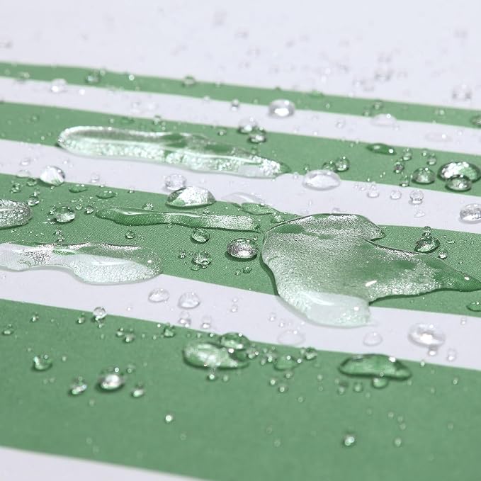 Green and White Striped Shower Curtain 72x78 Inches, Waterproof Fabric - Image 4