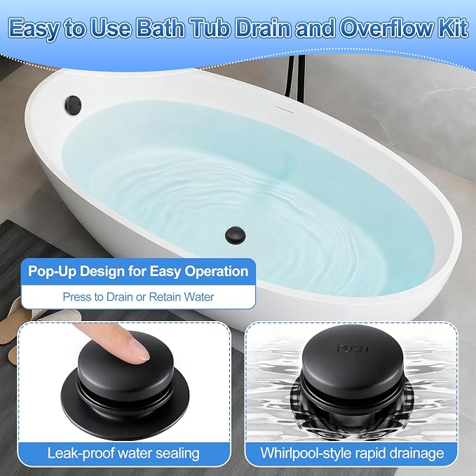 3 Piece Bathroom Fixture Set in Matte Black Shower Arm - Image 5