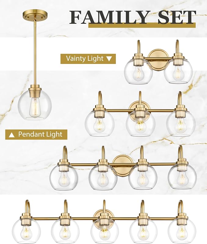 Bathroom Light Fixtures, 5-Light Brushed Gold Vanity Lights - Image 7