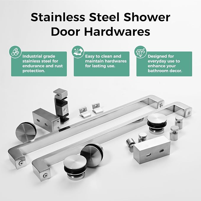 DELAVIN 56"-60" W x 75" H Frameless Shower Door, Double Sliding Shower Door - Image 7