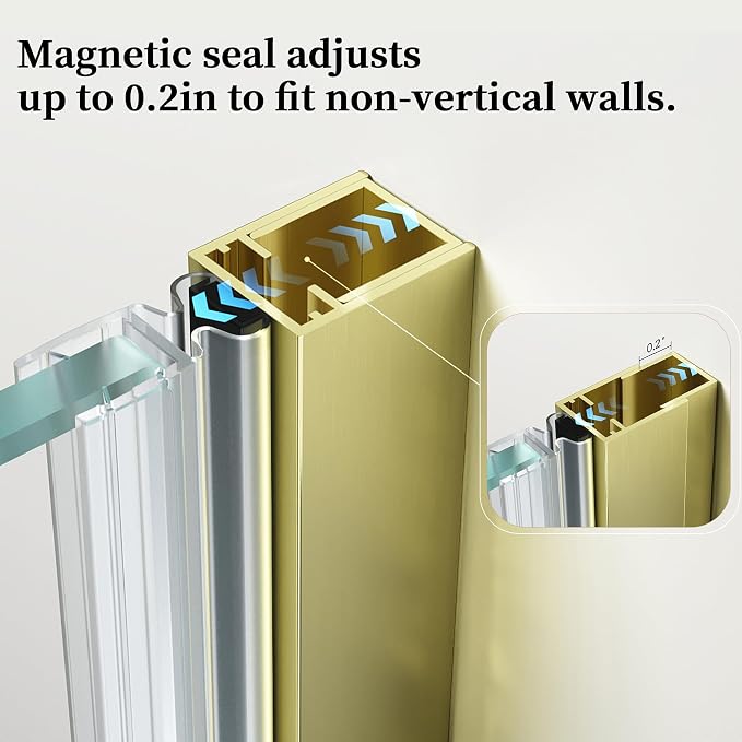 29.6-29.8" x 72"Frameless Hinged Shower Door, Single Swing Shower Panel - Image 5