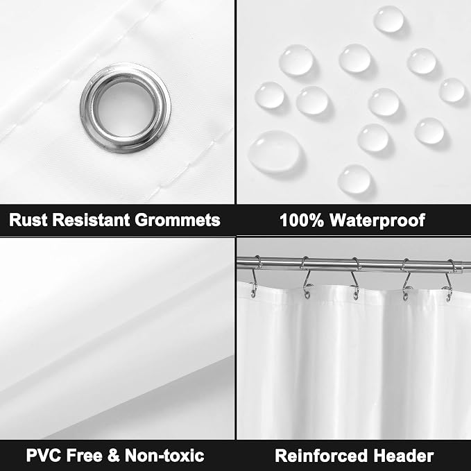 Barossa Design White Stall Shower Curtain Liner - Image 3
