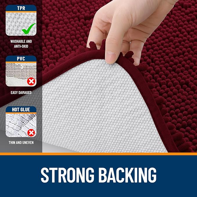 OLANLY Bathroom Rugs 30x20, Extra Soft Absorbent Chenille Bath Rugs, Rubber - Image 6