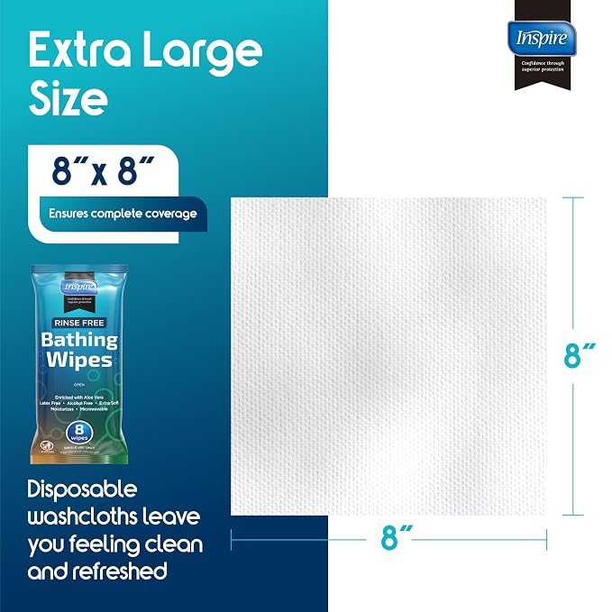 Body Wipes for adults bathing no rinse | Adult Wash Cloths Extra Large - Image 5