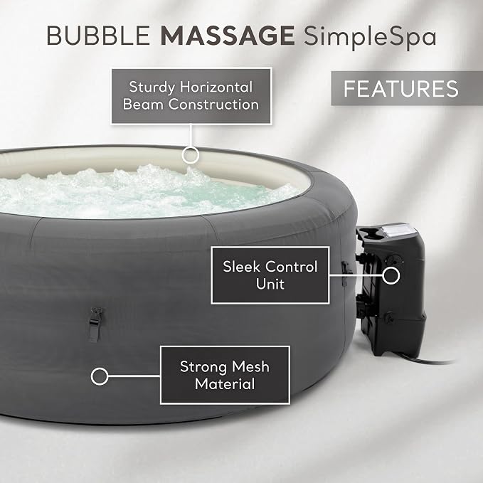 INTEX 28483E SimpleSpa Inflatable Hot Tub 4 Person Bubble Massage Spa: Includes - Image 2