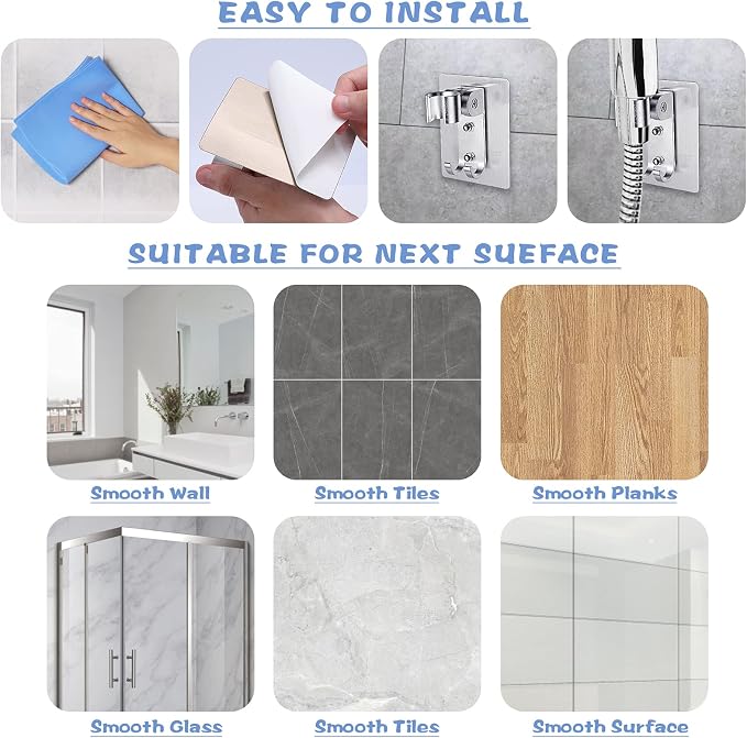 2PCS Shower Head Holder, Strong Adhesive Shower Holder, Adjustable Shower Wand - Image 5