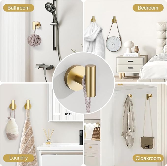 Brushed Gold Towel Bar Set 10 Pieces Bathroom Hardware Accessories Set Towel - Image 7