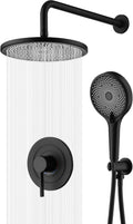 sumerain Matte Black Concealed Shower Faucet Set, Rain Shower System by SUMERAINFAUCETS