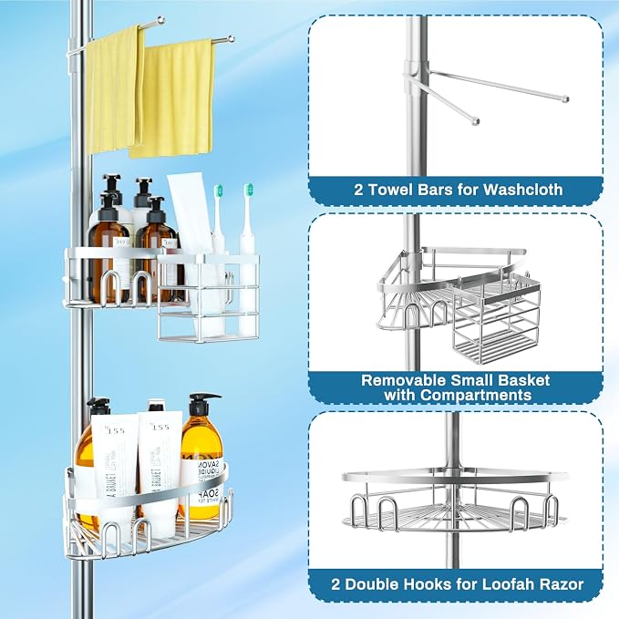 Rustproof Shower Corner Caddy Shelf - Image 3