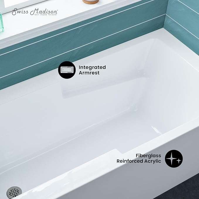 Swiss Madison Well Made Forever SM-AB549 Voltaire Alcove Tub 54" x 30" - Image 4